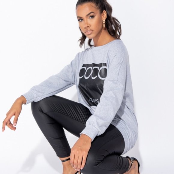 Oversized Coco Paris Grey Lightweight Sweatshirt - Picture 6 of 7